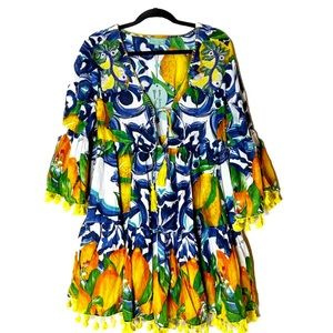 Beautiful Italian Antica Sartoria Lemon Beach Dress